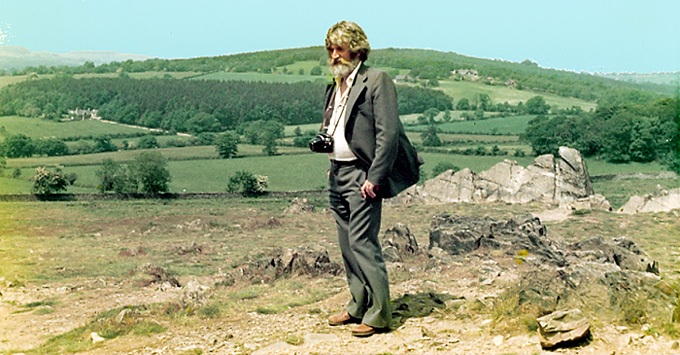 Denis Alsford atop the crag, Bradgate Park