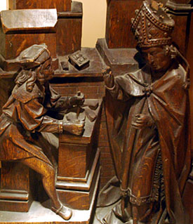 Carved bench end