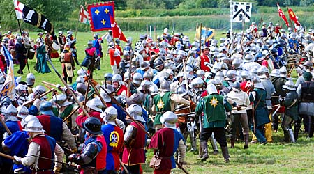 Melee from the 2008 re-enactment of the Battle of Tewkesbury; photo &copy; S. Alsford
