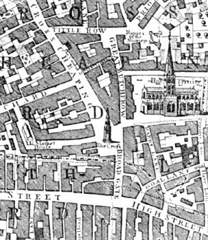 Plan of Coventry, showing the location of the market cross
