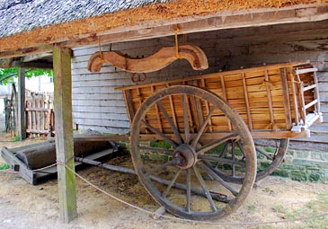 Two-wheeled cart of a type used in the Middle Ages;
photo &copy; S. Alsford