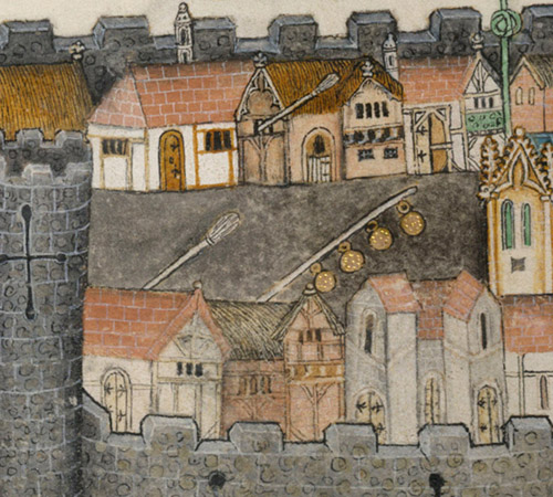 market street in Luttrell Psalter