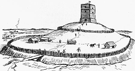 Palisaded settlement with Norman keep erected within