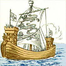 Artist's reconstruction of a medieval warship