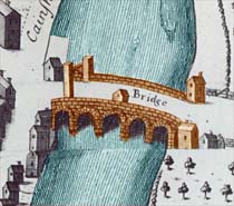 Bridge over the Avon, extract from Gilmore's map of Bath, 1694