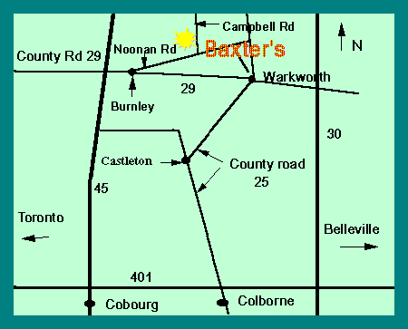 Map to Baxter's (see directions below}