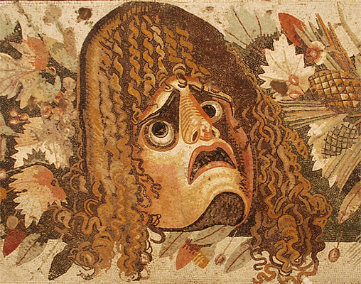 tragic mask, from a Pompeii mosaic