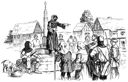 Preaching; drawing by J.C.B. Knight