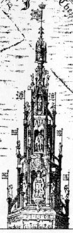 Coventry cross, from detail in Bradford's city map