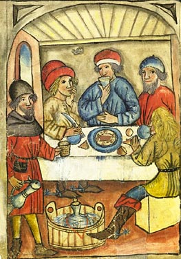 a meal is served in an inn